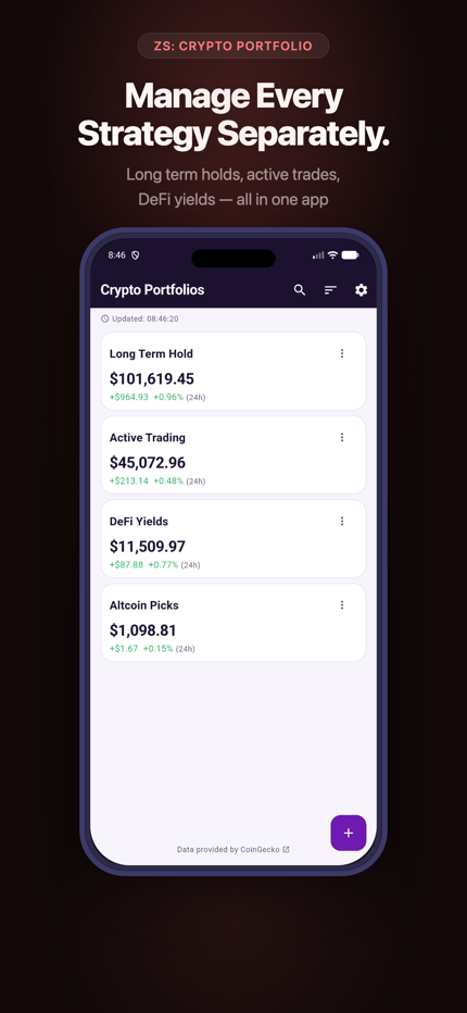 Multiple crypto portfolios for different strategies
